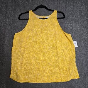 Old Navy Yellow Dot Printed High-Neck Tank Top‎ Women's Large Sleeveless